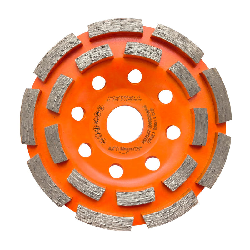 [Australia - AusPower] - FEWELL 4 1/2” Concrete Grinding Wheel, Double Row Diamond Cup Wheel with 7/8” Arbor for Polishing and Grinding Concrete Surface Brick Stone Marble Cement Granite 
