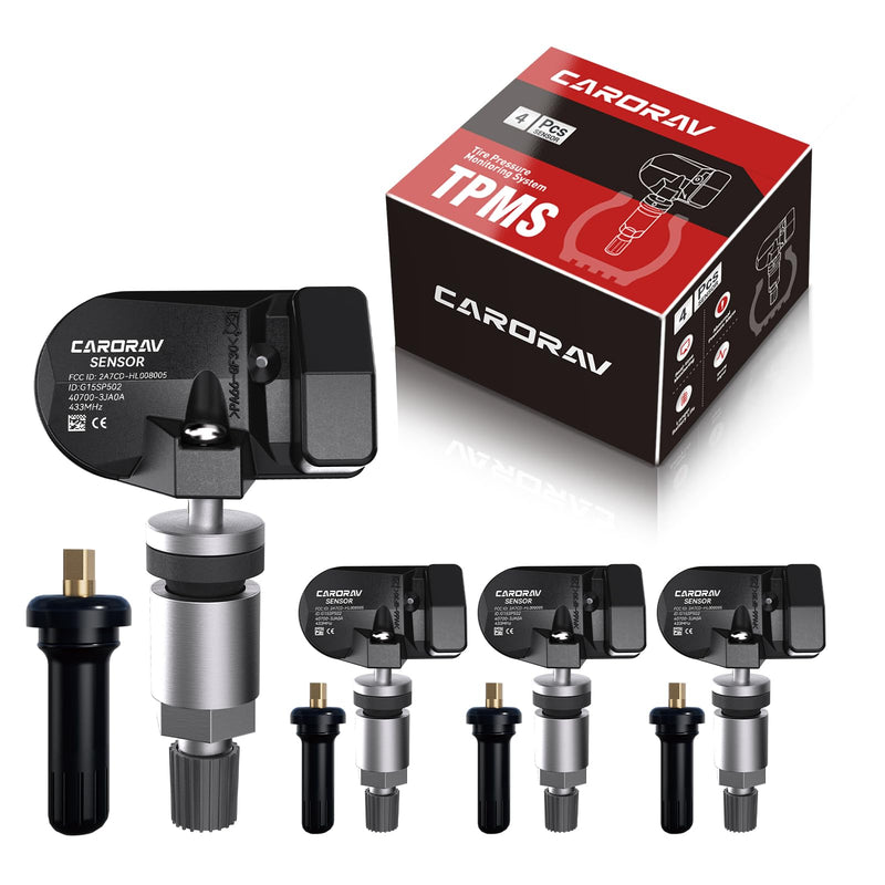 407003JA0A TPMS Sensor, 433Mhz Tire Pressure Monitoring System Sensor fit for Infiniti Q50 Q60 QX60, Nissan Altima Maxima Murano Replace 407003JA0B 407002GD0B 4 Pack - 4 Replaceable Valve Stems