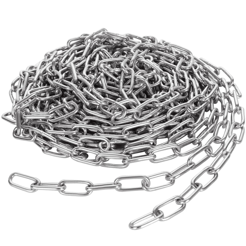 [Australia - AusPower] - 8M 304 Stainless Steel Chain, 1/8In × 26.25Ft Heavy Duty Chain Links 3mm Small Metal Chain Link Chain for Plants, Camping, Clothes & Mirror Hanging, Pet Dog, Bird Feeder Planters Signs 