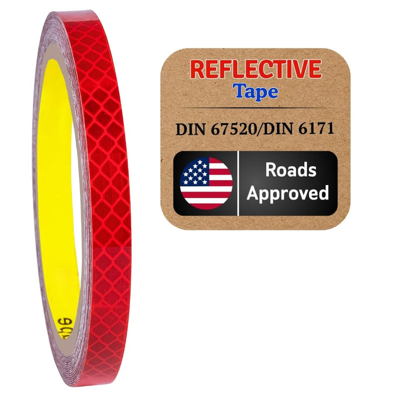 Made from 4092 Diamond Grade Reflective Tape Outdoor high Visibility Strips Safety Waterproof Conspicuity Strong Adhesive Vehicle Trailer car Trucks Bikes((Red, 0.2inch/5mm x 16.4feet/5m) Red, 0.2inch/5mm x 16.4feet/5m
