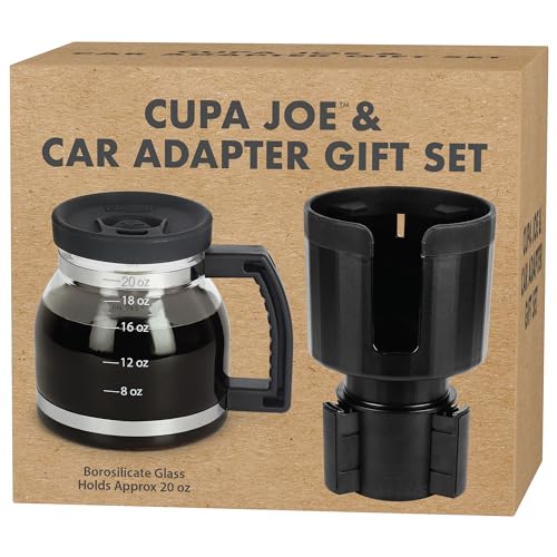 Funwares Cupa Joe Coffee Mug + Expandable Car Cup Holder Adapter, 20 oz