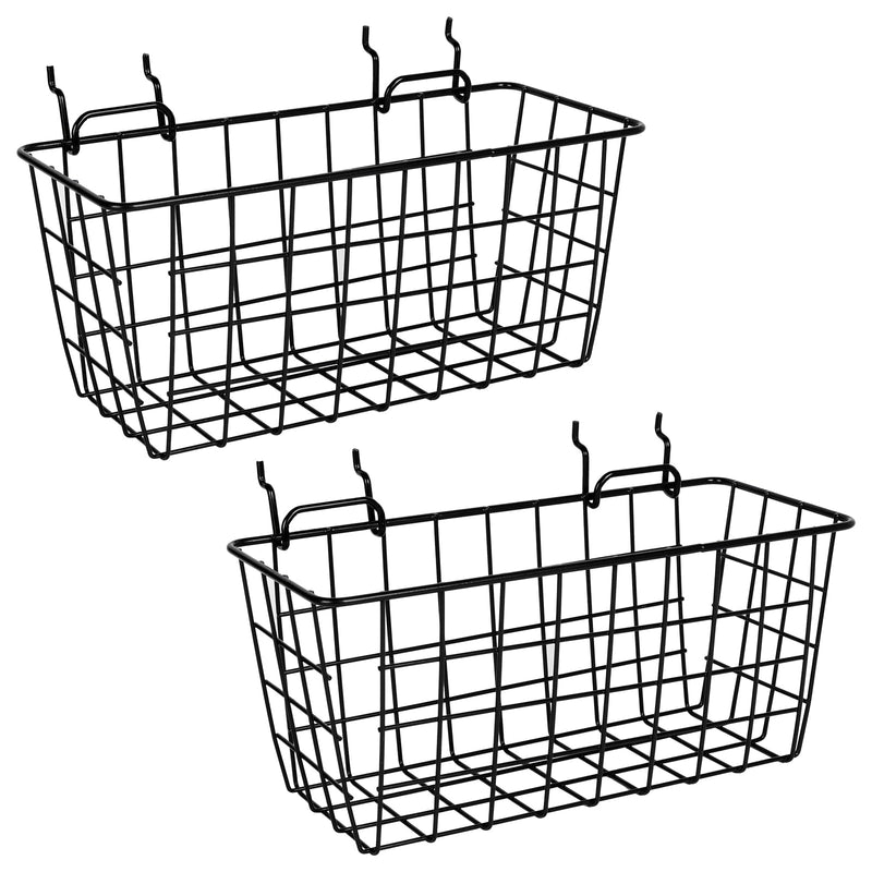 [Australia - AusPower] - G.CORE 2 Pack Pegboard Baskets, Metal Shelves Hooks to 1/8" 1/4" Peg Boards, Peg Board Baskets Bins Set - Organize Tools Workbench Accessories Garage Storage Wall Mount Organizer Attachments Medium 2M Black Pegboard Baskets 