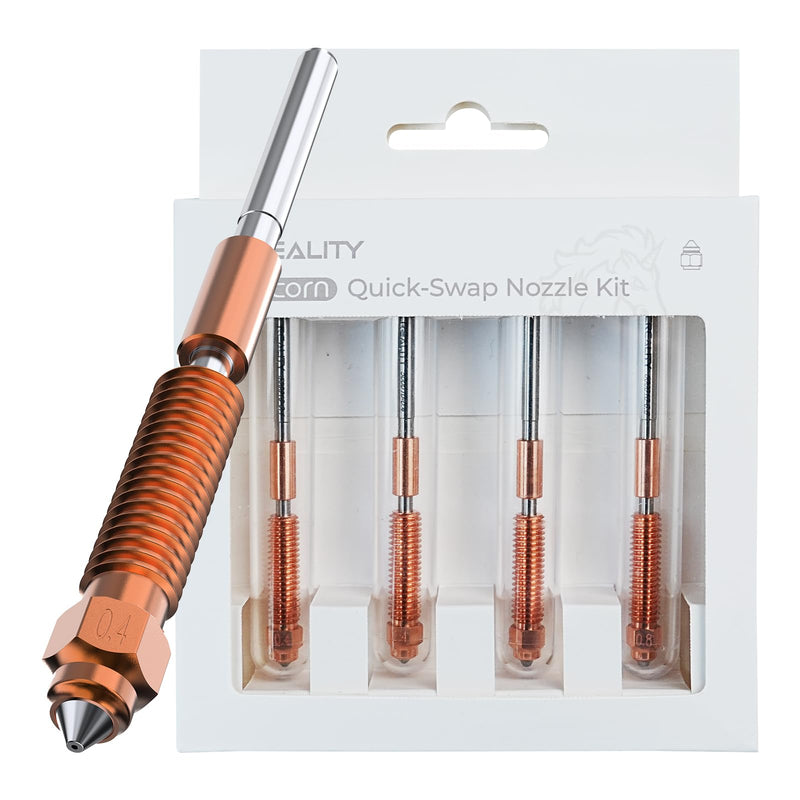 Creality K1C 3D Printer Nozzle Kit, Unicorn Quick-Swap Nozzle Kit 0.4mm 0.6mm 0.8mm, Steel-Tipped Copper Nozzle and Titanium Alloy Heatbreak, High Flow Nozzle Kit for K1 SE/K1C/Ender-3 V3 Plus 4PCS-Upgrade-0.4 0.6 0.8