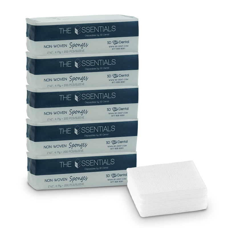 [Australia - AusPower] - The Essentials 1000 Count Gauze Pads 2x2 - Soft 4-Ply Non Sterile Non Woven Dental Gauze Sponges - Esthetic Wipes - All Purpose Medical Gauze Squares for First Aid, Surgical, Wound Dressing 