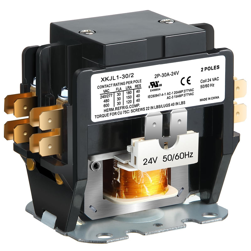 [Australia - AusPower] - Dreyoo Carrier HVAC Motor Contactor, 24V 30 Amp Coil 2 Pole Replacement Relays Compatible with C230b, Air Conditioner, Heat Pump, Refrigeration Systems 