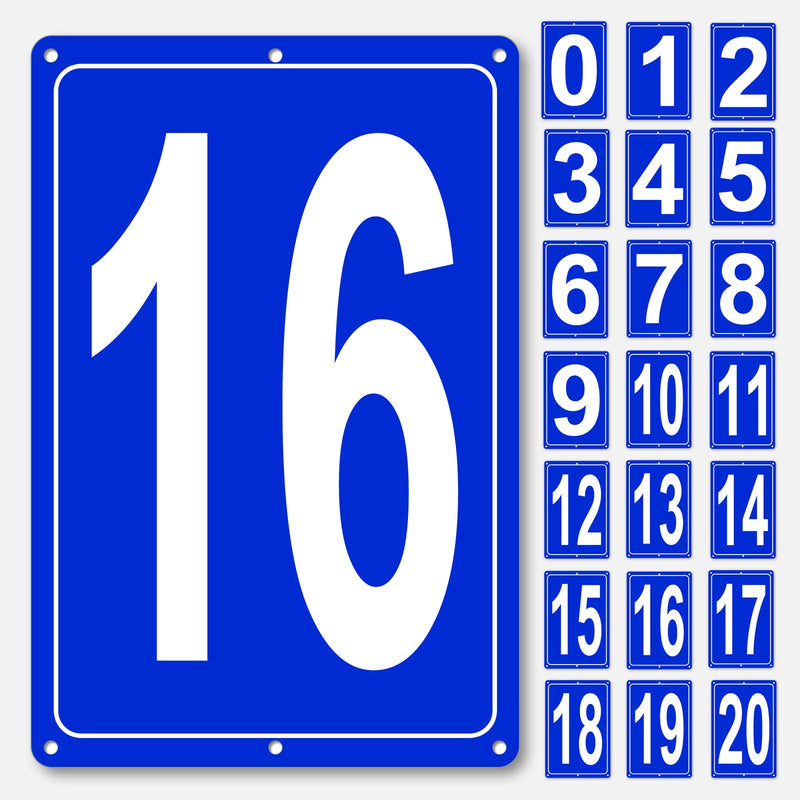 Numbered Sign 16, Aluminum Number Signs for Tennis Court, 12x8 inches Signage for Parking Lots and Public Spaces, Weatherproof and Easy to Install Metal Signs 12" x 8" BLUE Numbered Sign 16