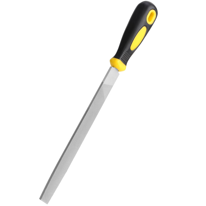 [Australia - AusPower] - 8'' Flat Hand Metal File, Ergonomic Rubberized Handle, Uniform Teeth, Strength High Carbon Steel, Suitable for Long Time Use for Trimming, Removing, Sharping Metal, Stone, Wood, and more. 