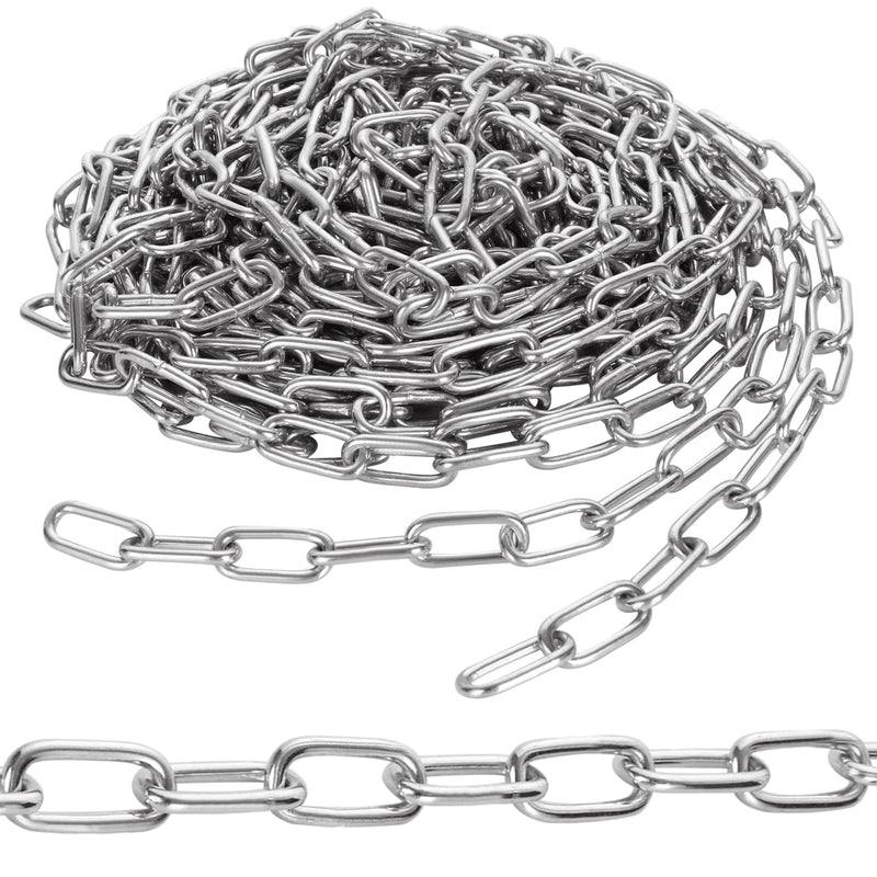 [Australia - AusPower] - 1/8" Stainless Steel Link Chain, Galvanized Metal Chain, 26.2 Ft Small Strong Chain Link Chain, Utility Metal Decorative Chain Camping Pet Dog Chain Hanging Chain for Bird Feeder Planters Signs 