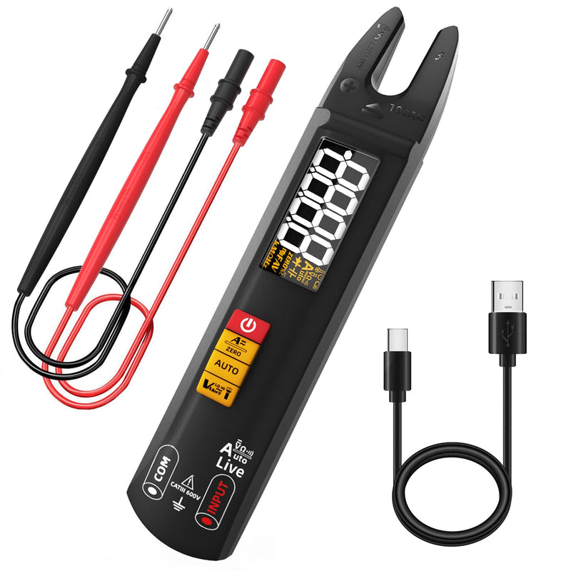 [Australia - AusPower] - BSIDE Smart Digital Multimeter Tester Open Jaw DC AC Amp Clamp Meter, Rechargeable with Flashlight, Measures Current Resistance Continuity V-Alert Live Check Voltage U0 