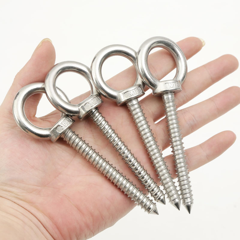 [Australia - AusPower] - 4PCS 5 Inch Heavy Duty Eye Hooks M10 Heavy Duty Screw in Eye Hooks for Yoga Hammock Stand, Swing Chair, Heavy-Duty Suspension Indoor & Outdoor Uses 