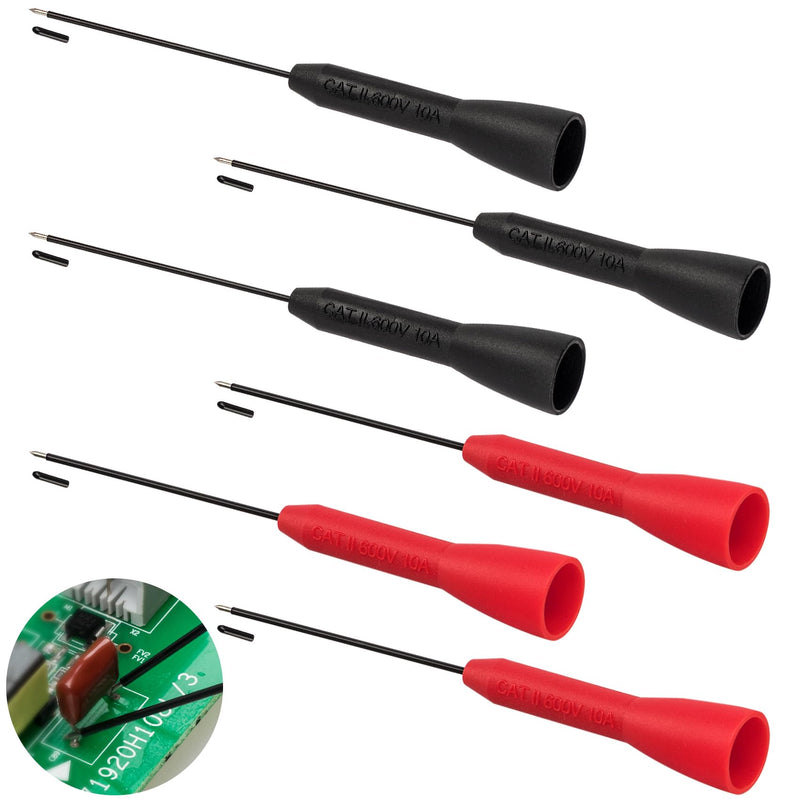 [Australia - AusPower] - 6 Pack 2mm Test Probes, 600V/10A Non-Destructive Multimeter Test Needle for Leads tl71 tl75 