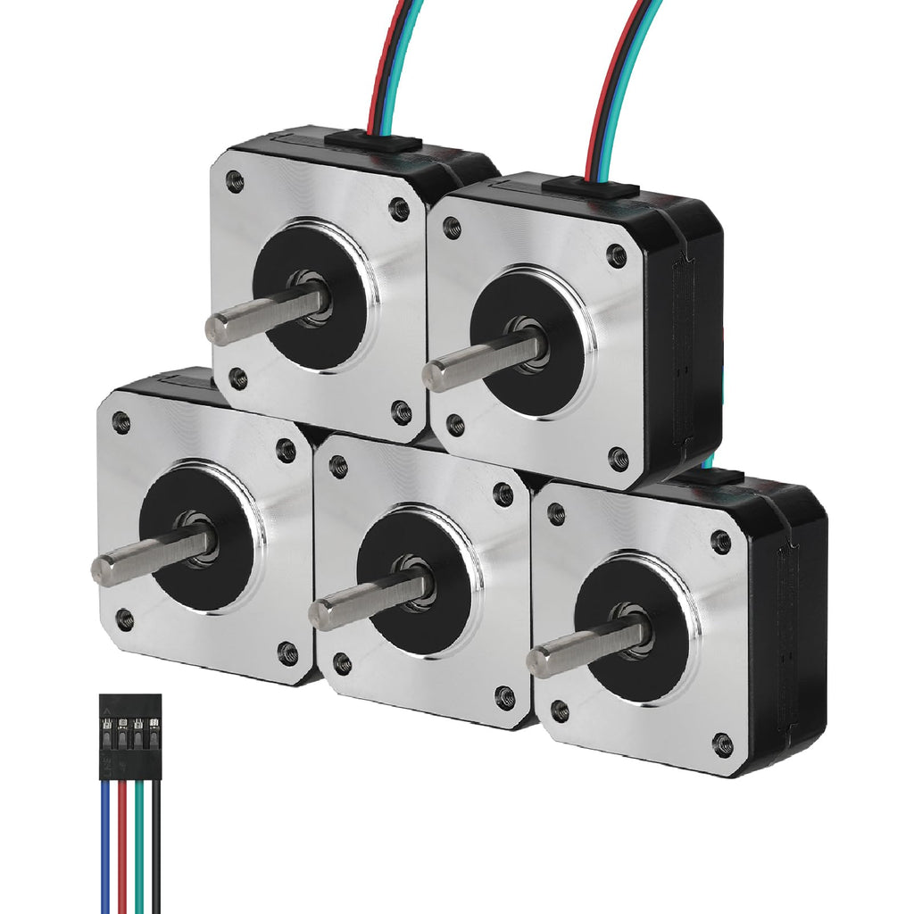 Nema 17 Stepper Motor 5PCS High Torque (145mNm/20.53oz.in) Bipolar 20.5MM Body Length 1A/3.5V 1.8 Deg 2 Phase for 3D Printer with 1m Cable and Connector