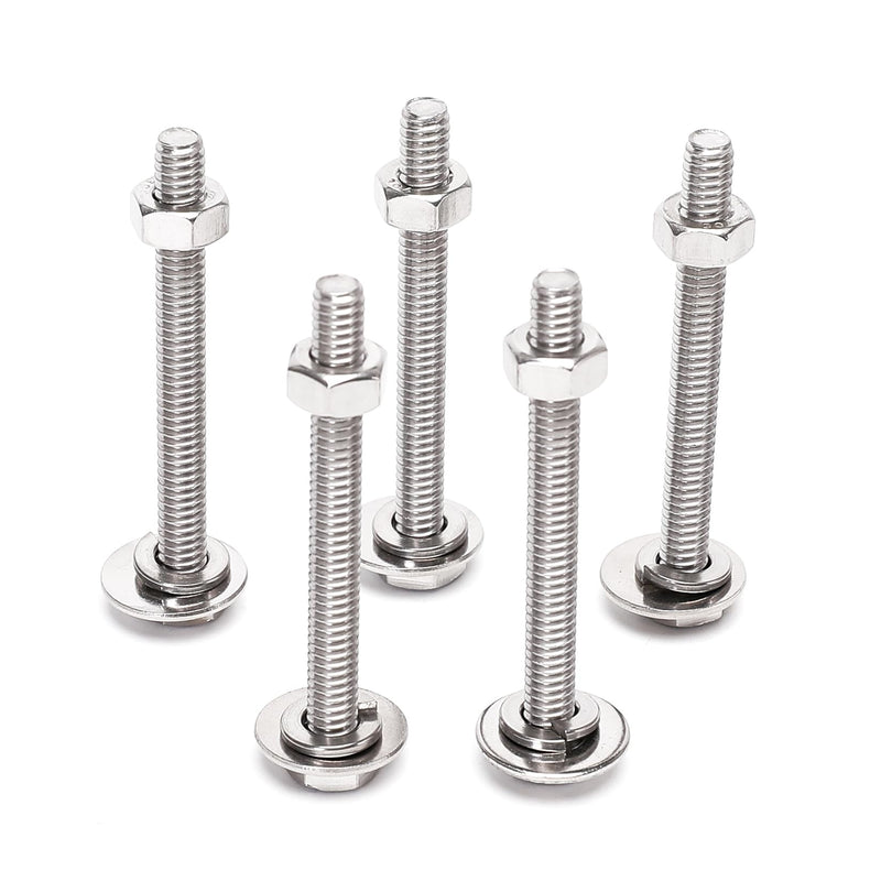 [Australia - AusPower] - 5/16-18x5" Complete Set Hex Head Screw Bolts,Nuts,Fender Flat washers,Split Lock Washers,Fully Threaded, Stainless Steel 18-8?304?, Bright Finish (5Set) 5/16x5" 