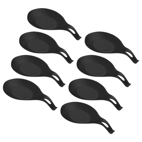 uxcell Silicone Spoon Rest, 7.68" x 3.74" Heat Resistant Kitchen Utensil Holder Spatula Ladle Rest for Counter Stove Top, Black 16Pcs 16