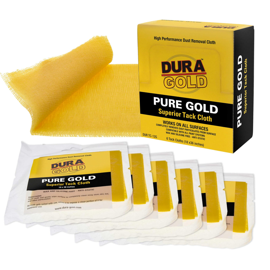 Dura-Gold - Pure Gold Superior Tack Cloths - Tack Rags (Box of 6) - Woodworking and Painters Professional Grade - Removes Dust, Sanding Particles, Cleans Surfaces - Wax and Silicone Free, Anti-Static 6 Count