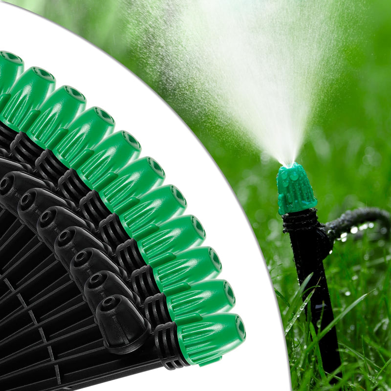 [Australia - AusPower] - 30PCS Drip Irrigation Misting Drippers with Lock Barbed for 1/4" Irrigation Tubing Leak-proof Adjustable Drip Irrigation Spray Emitters 6" Sturdy Stake for Garden Watering System 30PCS Misting 