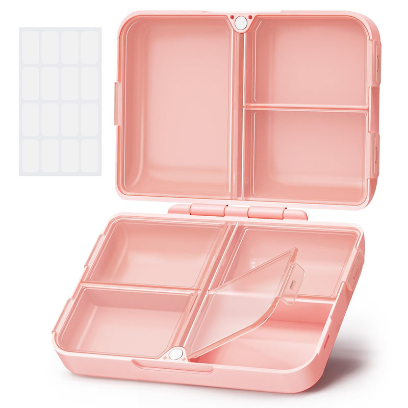 [Australia - AusPower] - AUVON Daily Pill Organizer Fit with Your Purse or Pocket, Compact Travel Pill Box Case with Slim Folding Design and Long-Lasting Hinges to Hold Vitamin, Fish Oil, Supplement or Jewelry(Pink) Bright Pink 