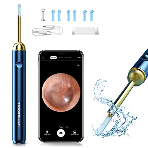 TOUCHBeauty Ear Wax Remover Otoscope, 1080P HD WiFi Ear Cleaner with Camera and 6 LEDs, IP67 Waterproof Ear Camera, USB Rechargeable for iPhone, iPad, Android, Children & Pets