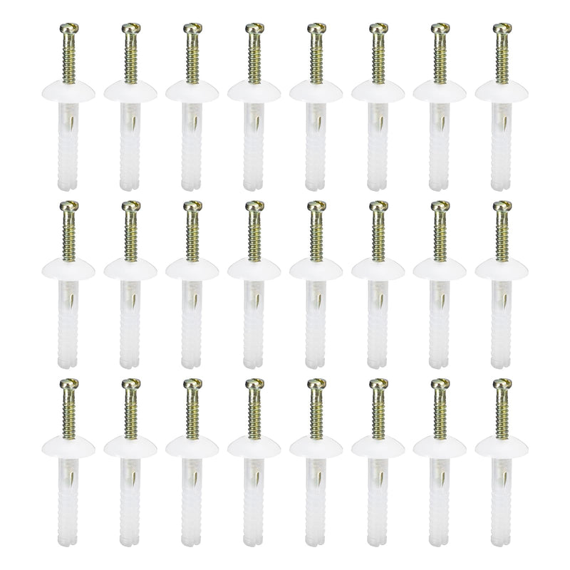 [Australia - AusPower] - 3/16" x 1" (D x L) Mushroom Nail Drive Anchors - 100Pack - Good for Furniture Installation - Steel Zinc Nail Nylon Drywall Rivets - White 3/16" x 1" 100 