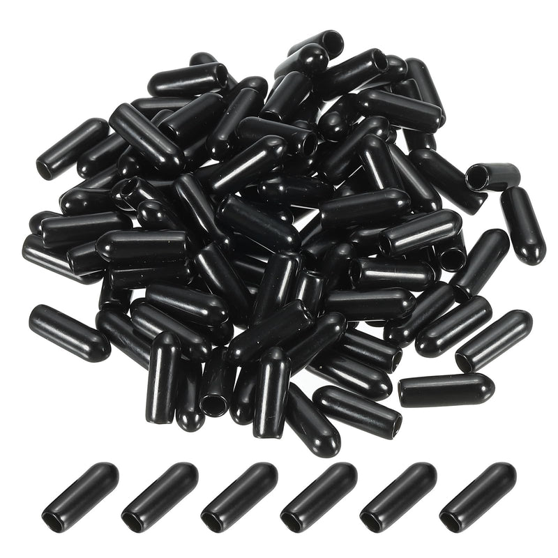 [Australia - AusPower] - PATIKIL 3.5MM Vinyl Rubber End Caps, 120 Pack Flexible Bolt Screw Covers Caps Round Thread Protector Caps for Metal Tubing Rod Bolts, Black 