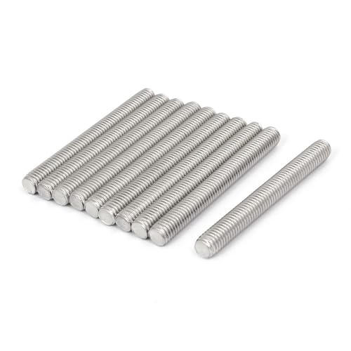 TOP-VIGOR M10 x 70mm 304 stainless steel fully threaded rods, 10-piece set with right-hand threads