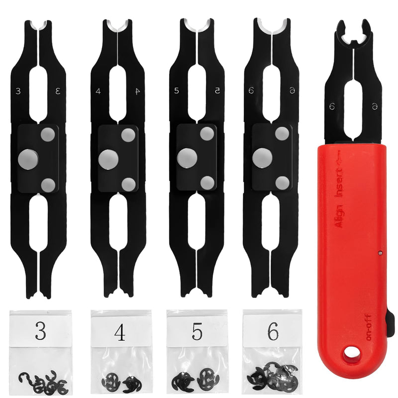 [Australia - AusPower] - E Clip Tool, E Clips Removal And Installation Assortment Kit Tool Set, Exchangeable 4 Sizes (3/4/5/6mm) Clip Rings Kit & 40Pcs E Clips 