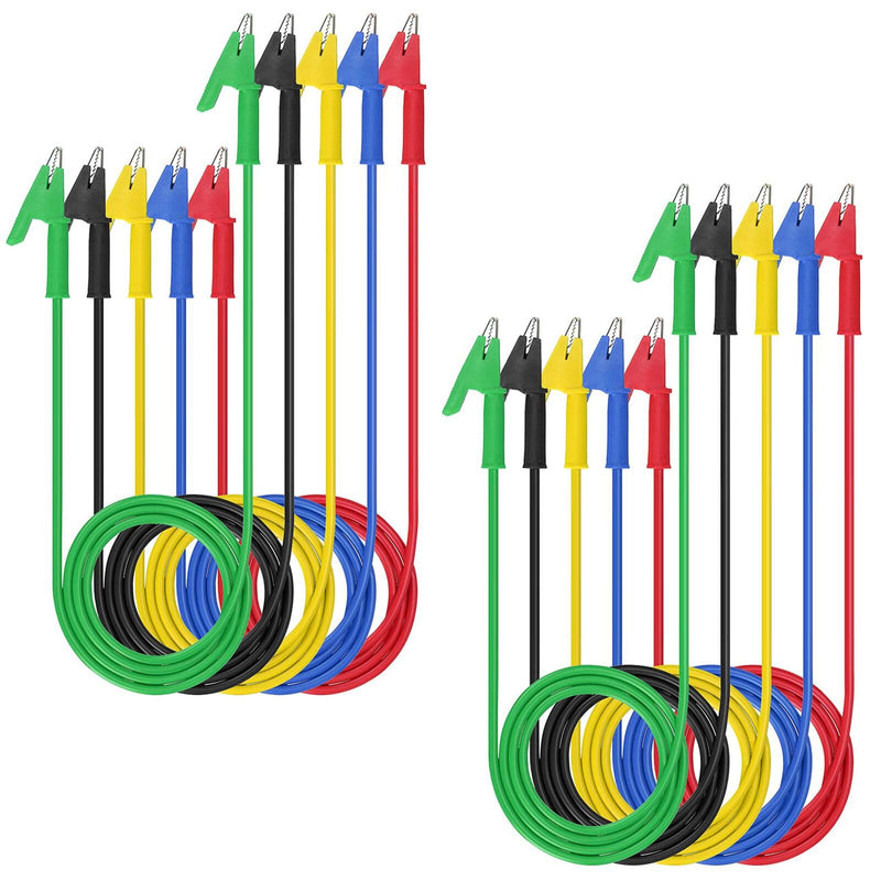 [Australia - AusPower] - UMLIFE 10PCS Dual Ended Alligator Clips Test Leads Set, 15A Test Lead Wire Cable with Insulators Clips Test Flexible Copper Cable for Electrical Testing (3.3ft/1m) 