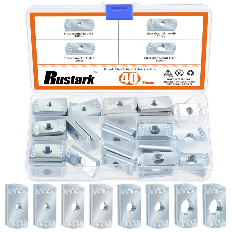 [Australia - AusPower] - 40Pcs M6 M8 M10 M12 Strut Channel Nut Assortment Kit, Metric Thickened Zinc Plated Strut Nuts No Spring Channel Nuts Without Spring for Strut Channels Metric Kit, 4 Sizes 