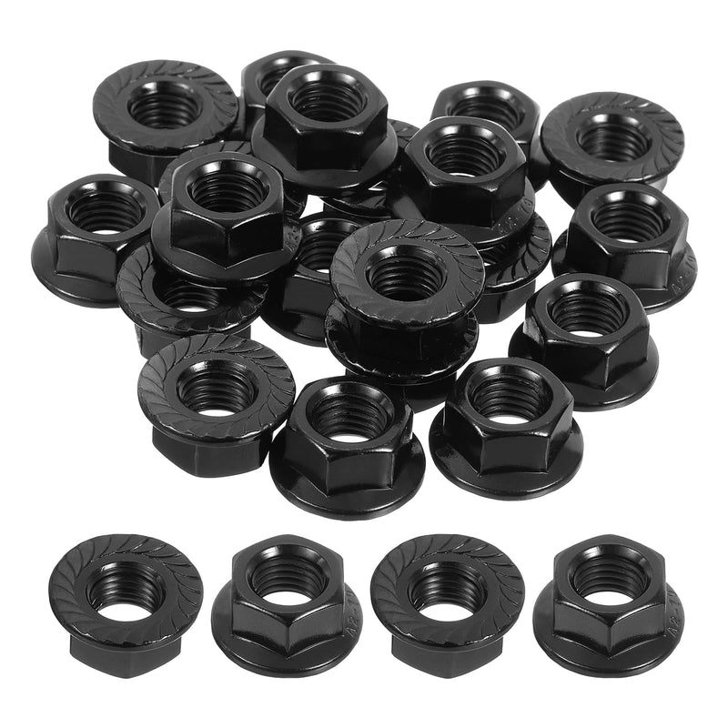 [Australia - AusPower] - uxcell M10x1.25mm Serrated Flange Hex Lock Nuts, 20Pcs 304 Stainless Steel Non-Slip Metric Hexagon Flange Nut, Full Thread, Bright Finish, Black 20 