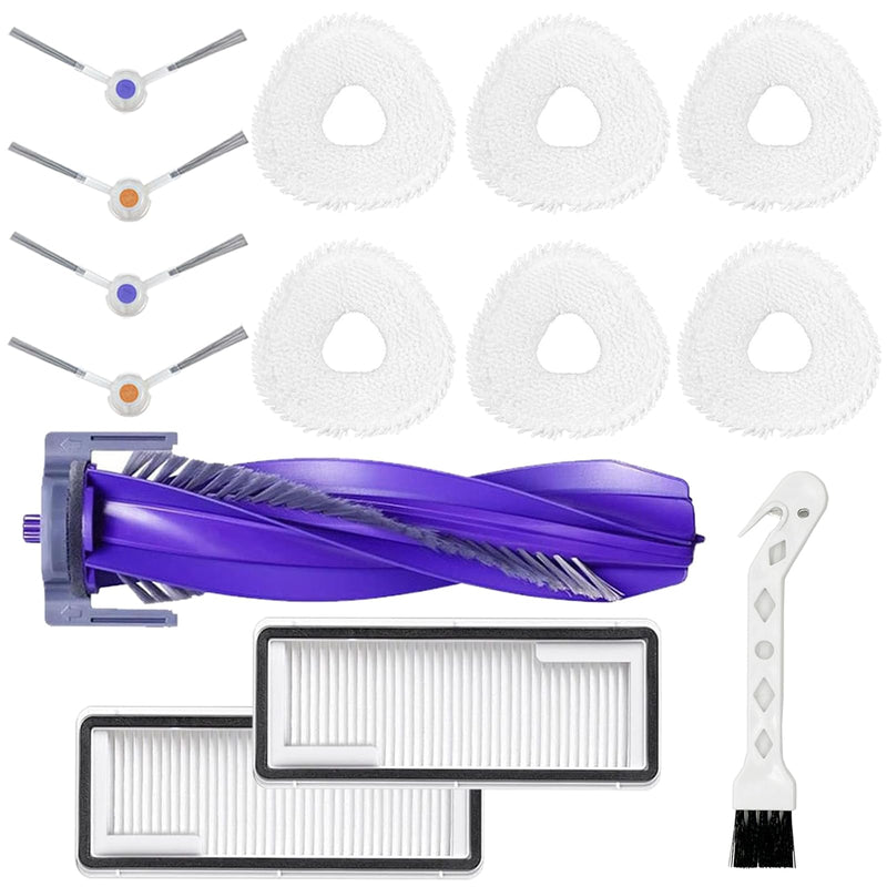 14 pack Accessories Kit Replacement For NARWAL Freo X Ultra Robot Vacuum, 1 Pack Main Brush, 2 Pack Filters, 6 Pack Mop, 4 Side Brushes, 1 Pack Cleaning Brush