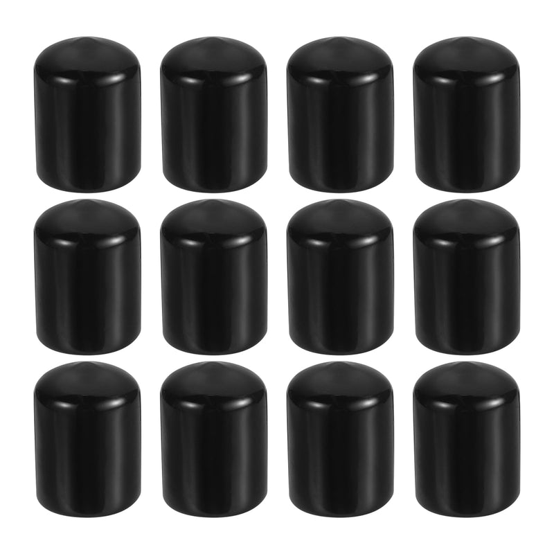 [Australia - AusPower] - PATIKIL 5/8" ID Round Rubber End Caps, 12 Pcs Rubber Bolt Covers Caps PVC Rubber Screw Covers Flexible Screw Thread Protector Caps for Metal Tube Rod Bolt, Black 