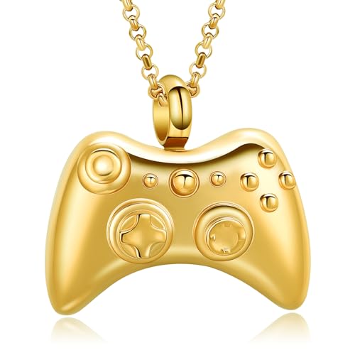 Game Controller Cremation Jewelry Controller Urn Necklaces for Ashes Stainless Steel Game Lover Memorial GamePad Keepsakes Urns Jewelry for Men Women Gold