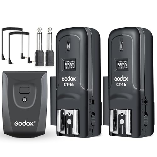Godox CT-16 Wireless Radio Flash Trigger (1x Transmitter + 2X Receiver) Kit,Compatible for Canon Sony Pentax DSLR Camera