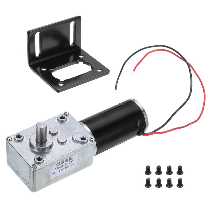 MECCANIXITY DC 12V High Torque Turbine Worm Geared Motor with 8mm Shaft 10RPM Geared Motor with Wire for Electric Fireplace 10 RPM