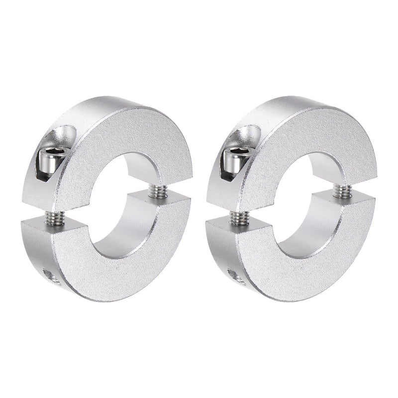 [Australia - AusPower] - 2Pcs Double Split Shaft Collar - [22mm Bore x 45mm OD x 12mm Width] Clamping Style Shaft Collar for CNC Machine Tools, Hold Timing Pulleys Use, 6061 Aluminum Alloy, Silver Tone 