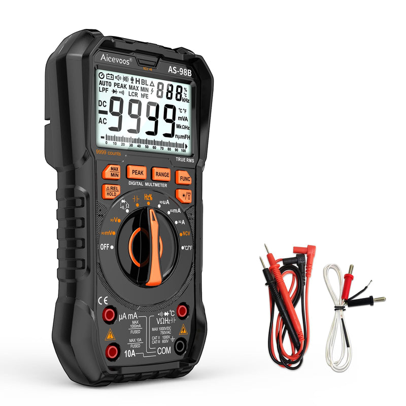 [Australia - AusPower] - Multimeter Digital Multimeter, 9999 Counts DC AC Voltmeter and Ohm Volt Amp Tester, Auto-Ranging Fast Accurately Measures Voltage Current (DC/AC Current) 