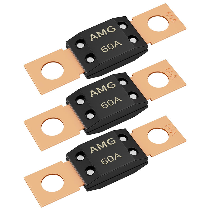 [Australia - AusPower] - Joinfworld 60A MEGA Fuse, High Current Bolt Mount Automotive 60 Amp MEGA/AMG Fuse for Cars, Trucks, Construction Vehicles, Buses, Boats - 3Pcs 