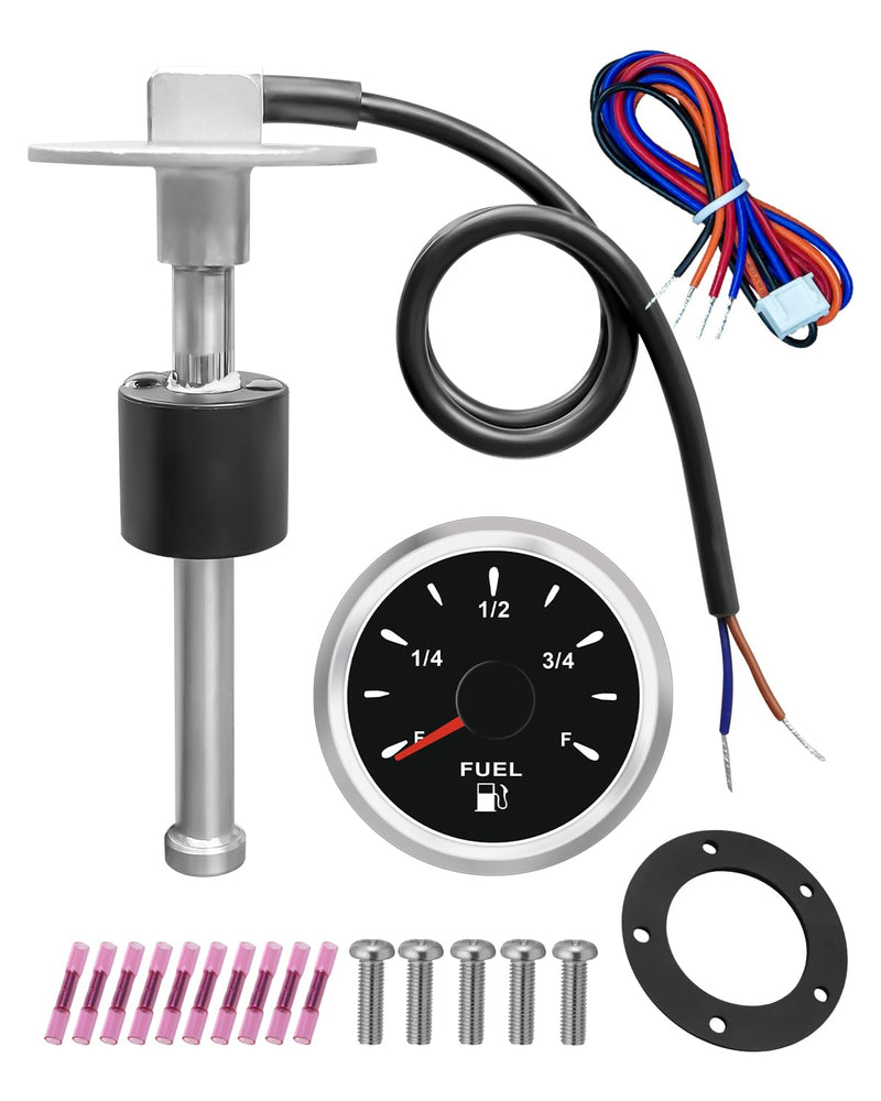 [Australia - AusPower] - 240-33 ohm 11"(275mm) Fuel Sender Boat Fuel Tank Sending Unit, Stainless Steel Fuel Water Level Sensor, High Precision Sensor Fuel Sending Unit and Fuel Gauge for Marine Car Truck RV 11" Sender+Fuel Gauge 