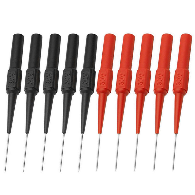 [Australia - AusPower] - 10 Pcs Test Back Probe Pin, 0.7mm Wire Piercing Probe Pin, Insulation Non-Destructive Stainless Steel Pin, Multimeter Probes Car Tester for 4mm Banana Socket Test Probes and Leads Electrical Testing 