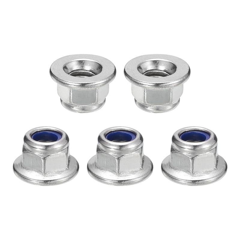 [Australia - AusPower] - uxcell M5x0.8mm Flange Nylon Insert Lock Nuts, 30Pcs 304 Stainless Steel Hex Lock Nuts Self Locking Nuts for Industrial Construction Fasteners, Silver M5-0.8 30 