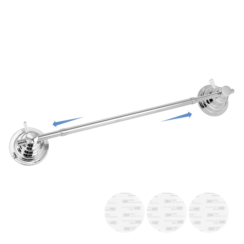 Suction Cup Towel Bar for Shower, 15.75''-25.6'' Adjustable Stainless Steel Towel Holder, Heavy Duty Suction Towel Rack with Powerful Vacuum Adsorption for Bathroom, Kitchen, RV, and Renters Silver 1