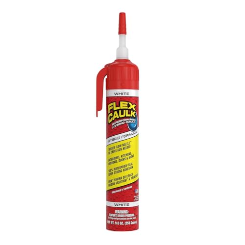 Flex Caulk Hybrid Polymer Waterproof Sealant, White, 9 oz, 1-Pack