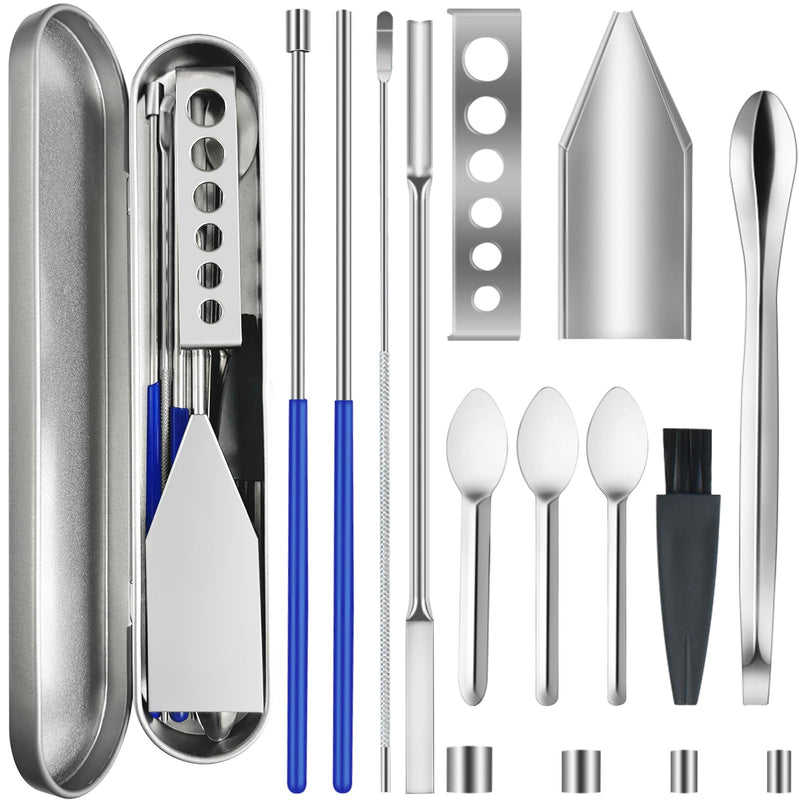 [Australia - AusPower] - Artcome 15 PCS Versatile Capsule Filling Tool Kit for Pill Filler - Lab Scoops, Powder Pan, Herb Tamper and Capsule Holder - Ideal Tools for Medication and Supplements - All Sizes 000 00 0 1 2 3 4 5 