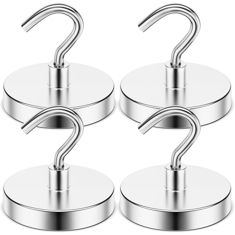 [Australia - AusPower] - Grtard 4Pack Strong Magnetic Hooks Heavy Duty, 110 Lbs+ Magnet Hooks for Cruise, Magnetic Hooks for Fridge, Garage, Hanging, Classroom, Grill, Cabins, Office, Home, Workplace and Kitchen. Silver 4 Pack 