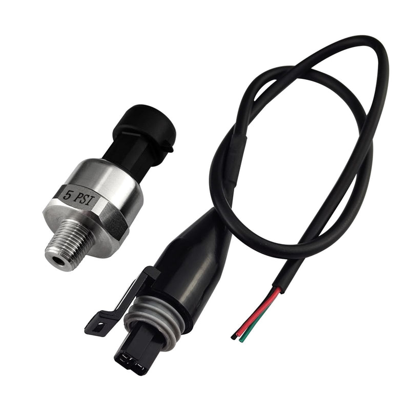 [Australia - AusPower] - Pressure Transducer Sender Sensor with Connector, 1/8" NPT Thread Stainless Steel Fuel Pressure Sensor for Oil Fuel Air Water (5 PSI) 5 PSI 