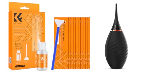 K&F Concept 24mm Full Frame Sensor Cleaning Swab*10+20ml Sensor Cleaner+Long Nozzle Air Blower