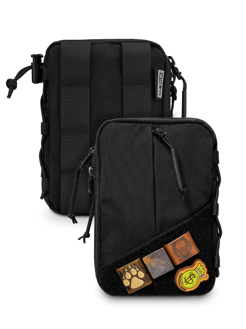 TACTICAL GEEK Block E4.0 EDC Compact Waist Pouch, Utility Pocket Organizer with Elastic Cord, Nylon Dual-Directional Zippers Tool Pouch, Multi-Purpose Small Gadget Organization for Daily Carry(Black) E4.0-Black