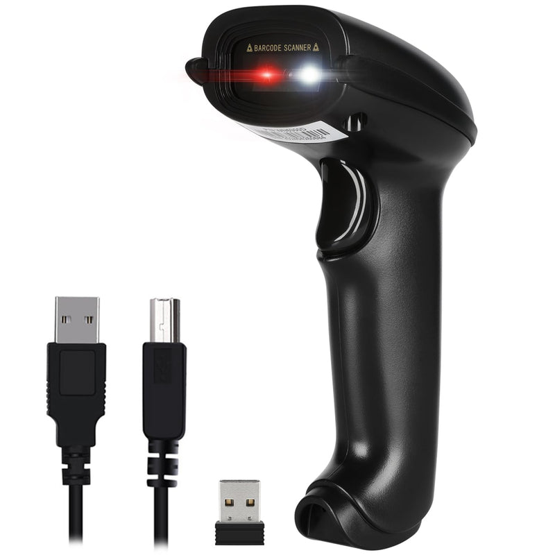 [Australia - AusPower] - WoneNice Wireless Barcode Scanner, 2D QR Handheld Scanner for iOS Mac Windows, Plug and Play USB Cordless 1D Barcode Reader for Retail Store Warehouse Inventory 