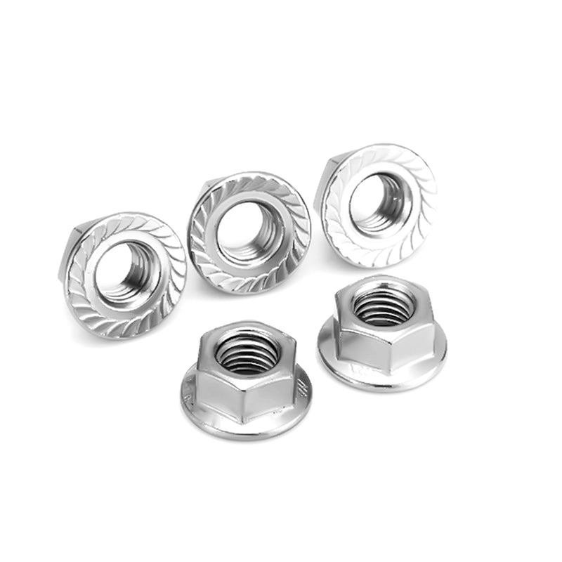 [Australia - AusPower] - 25Pcs M10-1.5mm Serrated Flange Hex Lock Nuts 304 Stainless Steel 18-8 Hexagon Flange nuts, Full Thread, Hex Drive, Bright Finish 