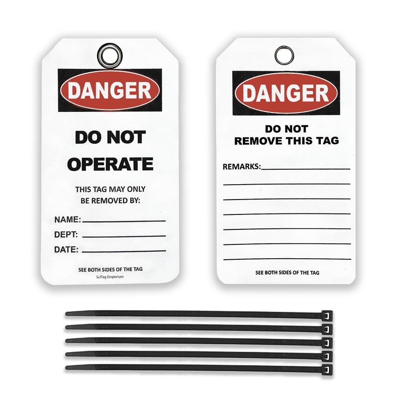 [Australia - AusPower] - 40 Lockout Tagout Tags, with 40 Zip Ties, Anti Static, Do Not Operate Tags, OSHA Compliant, Lockout Tags, Loto Tags, Tear Resistant & Weatherproof, 5.1"x2.9" | Lock Out Tags | 